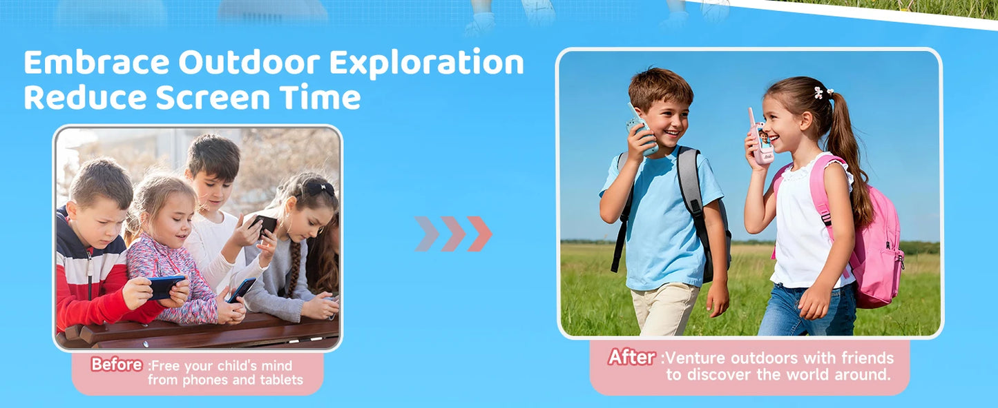 2PCS  Video Walkie Talkies for Kids Rechargeable Toddler Toys  for Indoor Camping Travel  Birthday Gfits for Kids Ages 3-12