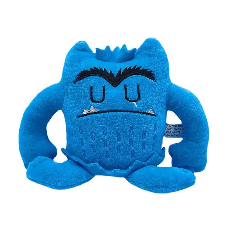 High-quality set of 6 plush toys of emotional little monsters. Colorful cartoon monster soft dolls. Children's festival gifts.