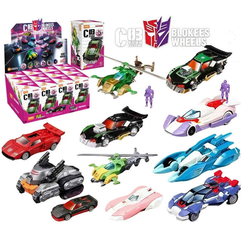 Blokees New Original Transformers Blind Box C03 Racing Series Car Model Movable DIY Assembled Vehicle Collectible Toy Fans Gift
