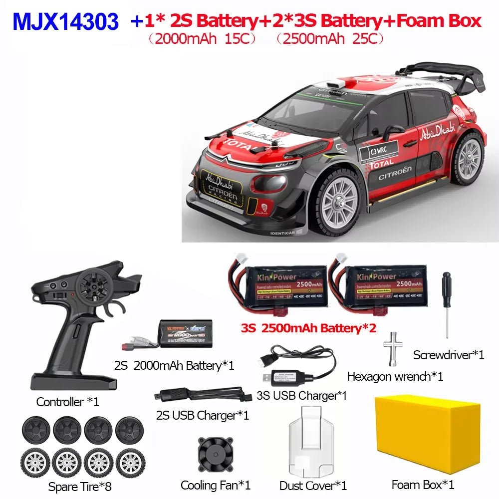 1/14 MJX 14303 Rc Drift Car 2.4G High Speed Drift Rally Truck Hyper Go Brushless 4WD Off-Road RC Cars for Adults for Toys As Gift