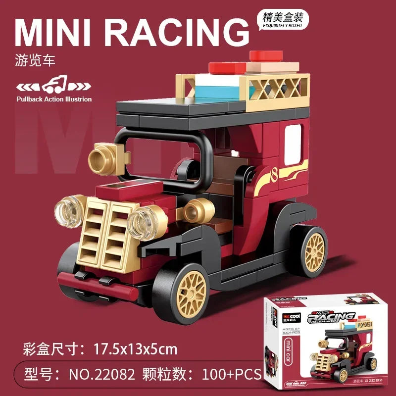 Racing Car Bus Engineering Vehicle Ambulance Pull Back Model Building Blocks Brick Toys Children Boys Birthday Gift Brick