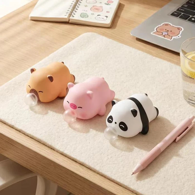 Funny Bubble Blow Squishy Toy Pop Out Squeeze Toys Cartoon Animal Panda Capybara Squishies Stress Relief Fidget Toy Party Gift
