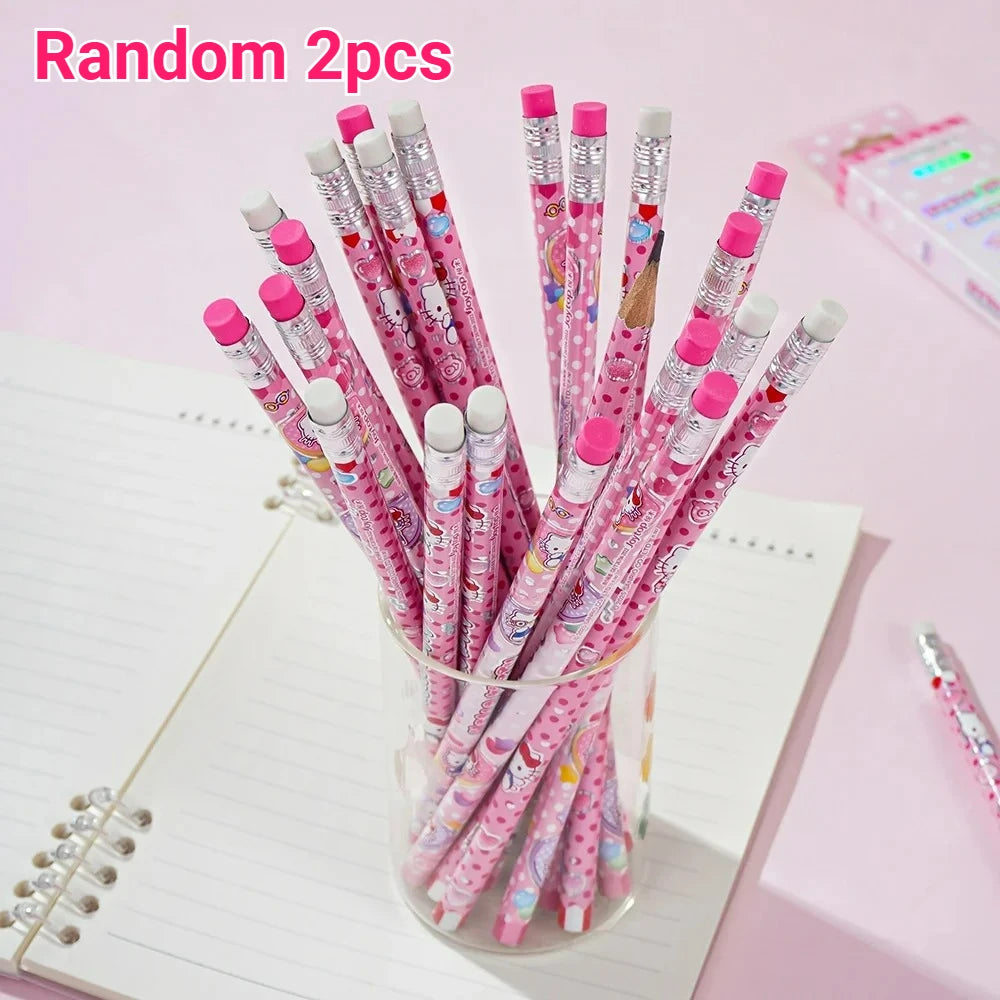 Genuine 2/6/12Pcs Sanrio Hello Kitty Hb Pencils Cartoon Kt Cat Student Stationery Drawing Pencil Smooth Writing Birthday Gifts