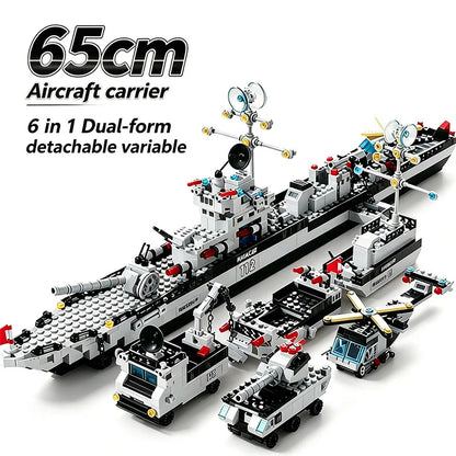 65CM Giant Navy Warship Building Blocks Ship Model 6 in 1 Multi Form Battleship Assembly Toy for Boys Children Birthday Gift