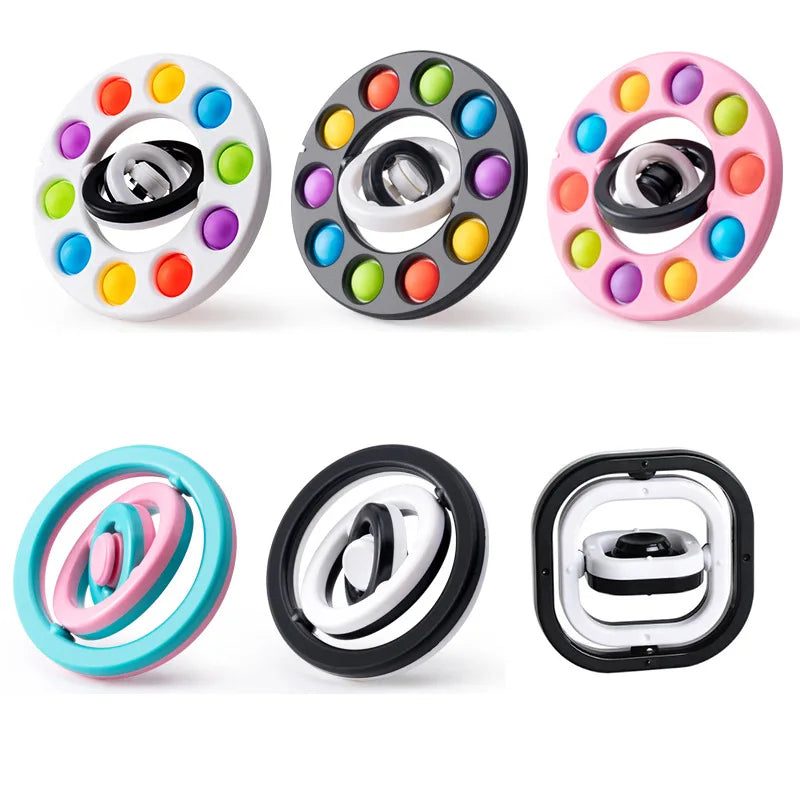 Bubble Wheel Fidget Spinner Flip 3D Adult Manual Rotation and Pressing Bubble Stress Relieving Toy Children's Sensory Gyroscope