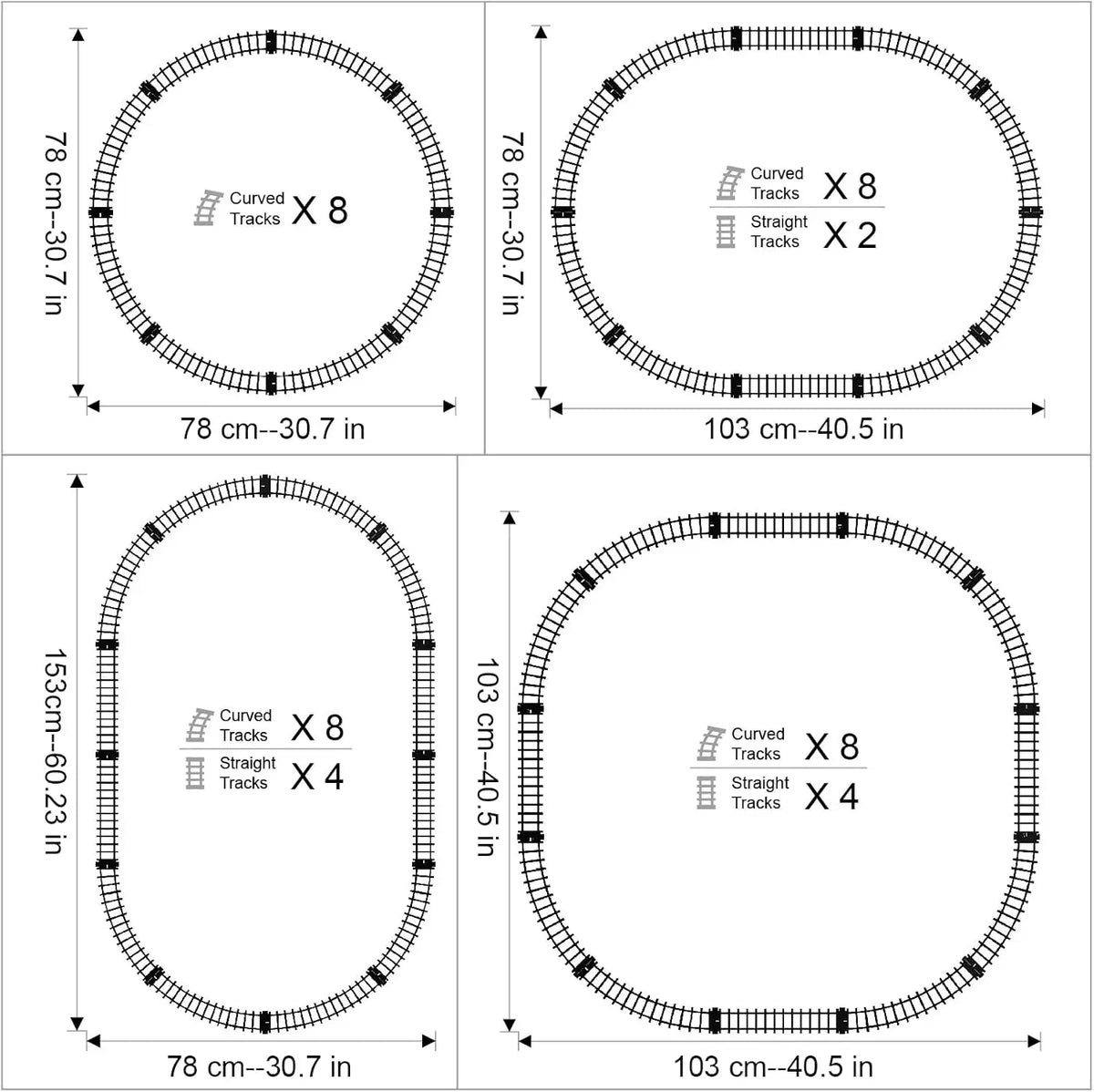 5cm Wide Rail Track Expansion Pack for Railway King Classical City Train Flexible Track Straight Curved Rails Building Block Toy