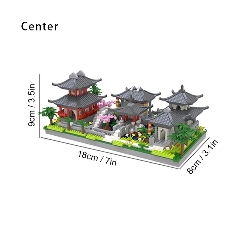 Suzhou Garden puzzle micro particle assembly type building block ethnic style building block toy