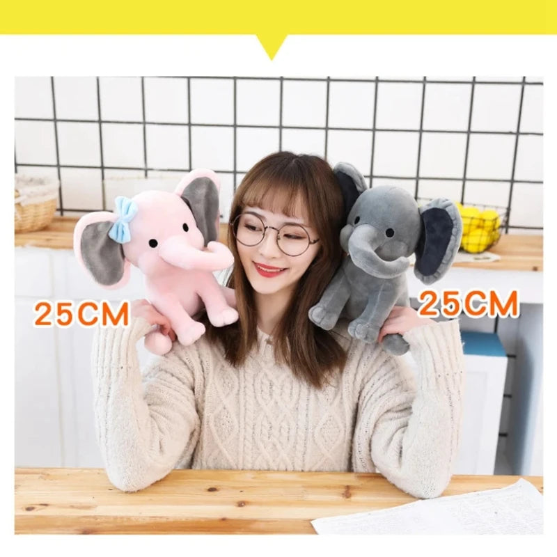 25cm Gray Elephant Stuffed Plush Toys Kawaii Animals Soft Sleeping Stuffed Pillow Doll Plushie for Baby Room Decorative Gifts
