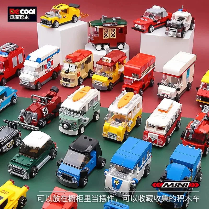 Racing Car Bus Engineering Vehicle Ambulance Pull Back Model Building Blocks Brick Toys Children Boys Birthday Gift Brick