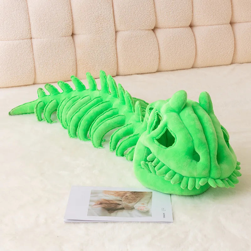 75/115CM Plush Cartoon Skeleton Headgear Halloween Costume Plush Toy Purple Green Black Gray White Pink Dinosaur Bone Funny Doll