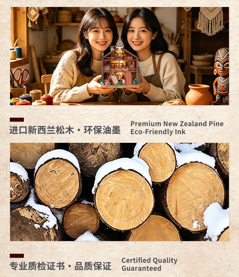 DIY Miniature Dollhouse Totem Book Nook Kit Coyote 3D Wooden Puzzle Building Blocks Puzzle Model Building Home Decoration Gifts