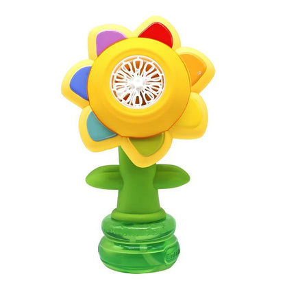 Cute Automatic Bubbles Machine Toys Seven Color Sunflower Shake Head Soap Bubbles Swing Light Blowing Handheld Bubble Kids