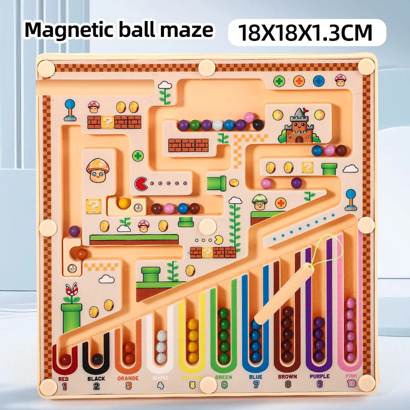 A magnetic maze advanced rolling ball math logic thinking classification cognitive educational toy for early childhood education, visual and intellectual development, hands-on and brain use