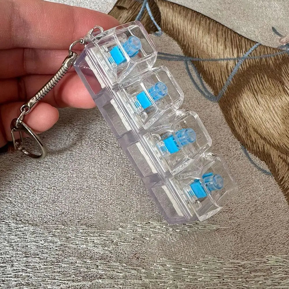 Keyboard Fidget Toys LED Crystal Keycap Keychain Stress Relief Fingertip Gadget Decompression Toys Clicker Fidget Toy