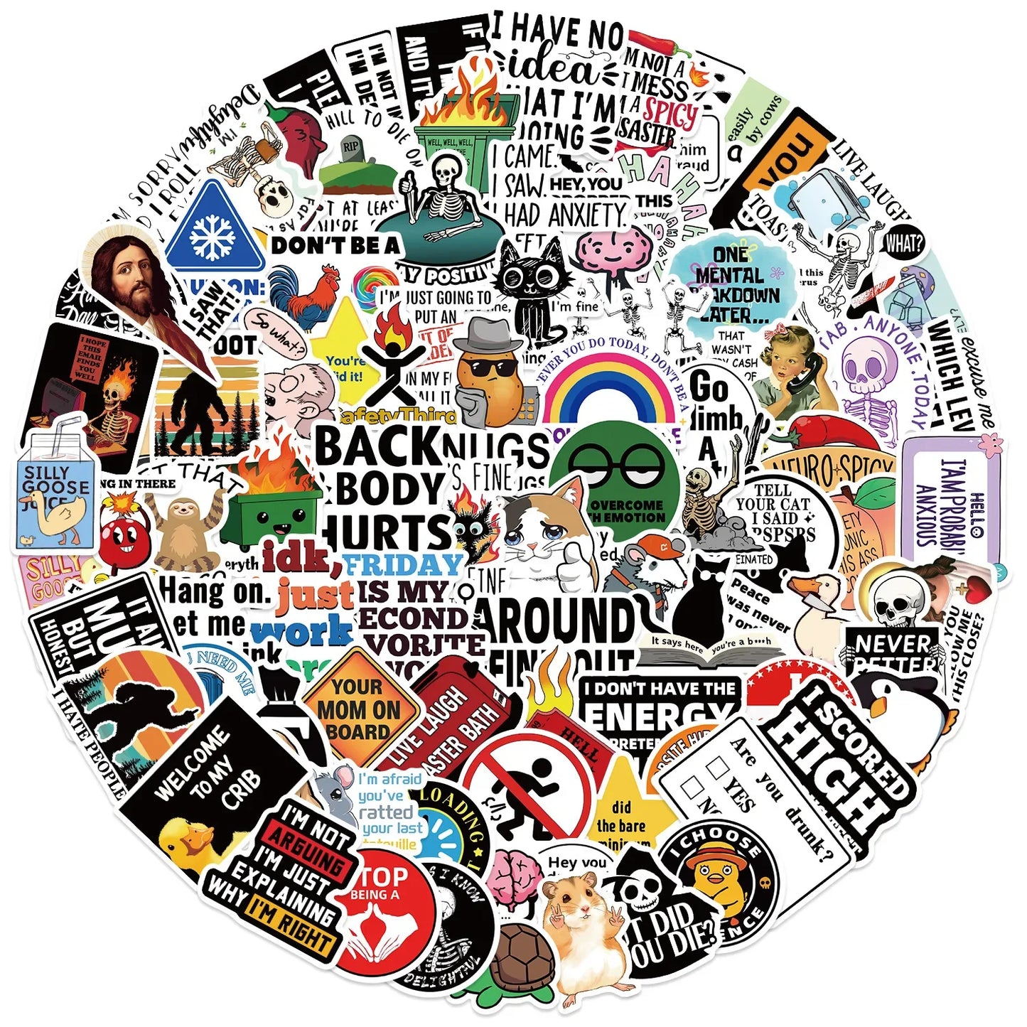 50/100PCS Funny Prank Meme Stickers Graffiti Cartoon Toys Decals DIY Skateboard Notebook Fridge Helmet Waterproof Sticker