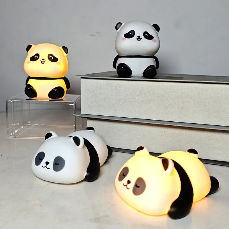 Panda Tap Night Light Soft Ambient Bedroom Lamp Sitting Prone Ornament Eye Friendly Sleep Aid Kawaii Decoration Holiday Gift