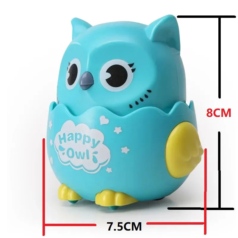 Classic Wind Up Interactive Owl Shaped Press Mechanical Sliding Toys for Boys Girls Birthday Xmas Gift