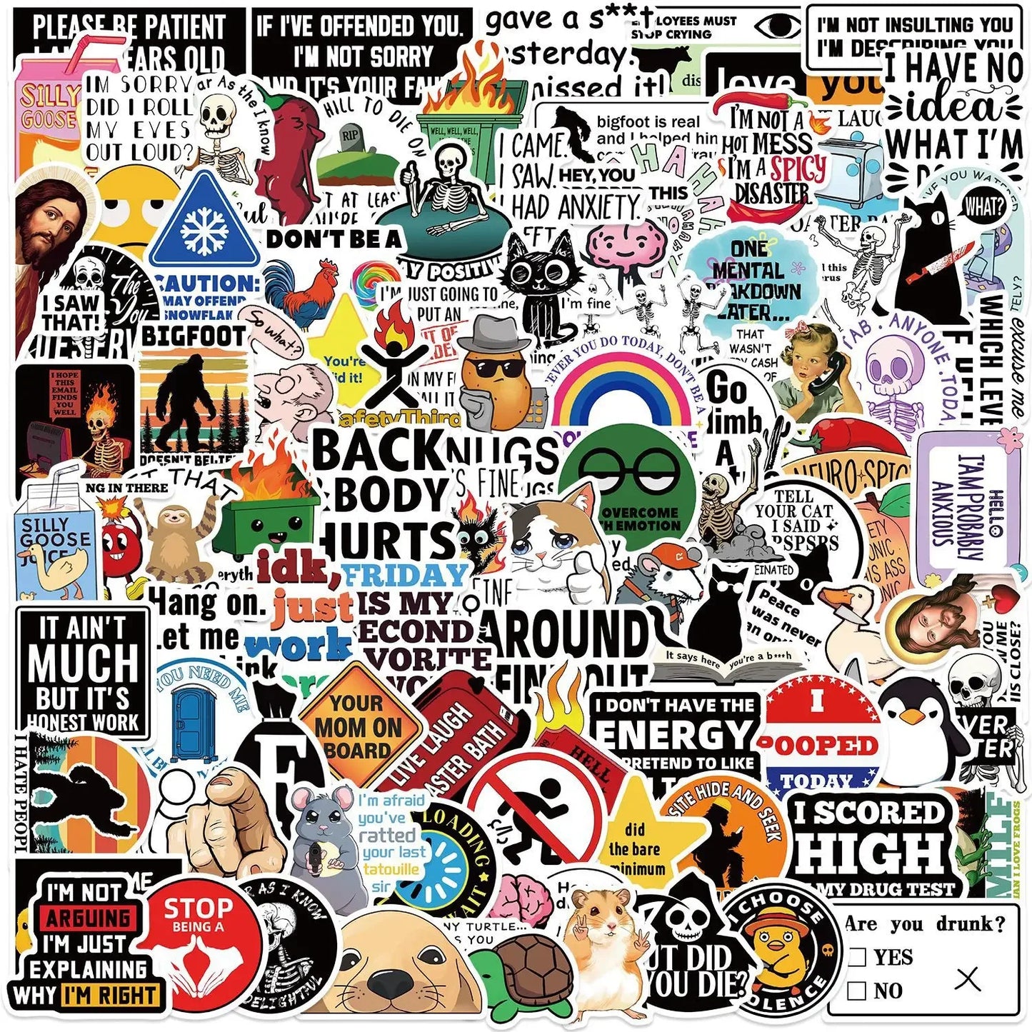 50/100PCS Funny Prank Meme Stickers Graffiti Cartoon Toys Decals DIY Skateboard Notebook Fridge Helmet Waterproof Sticker