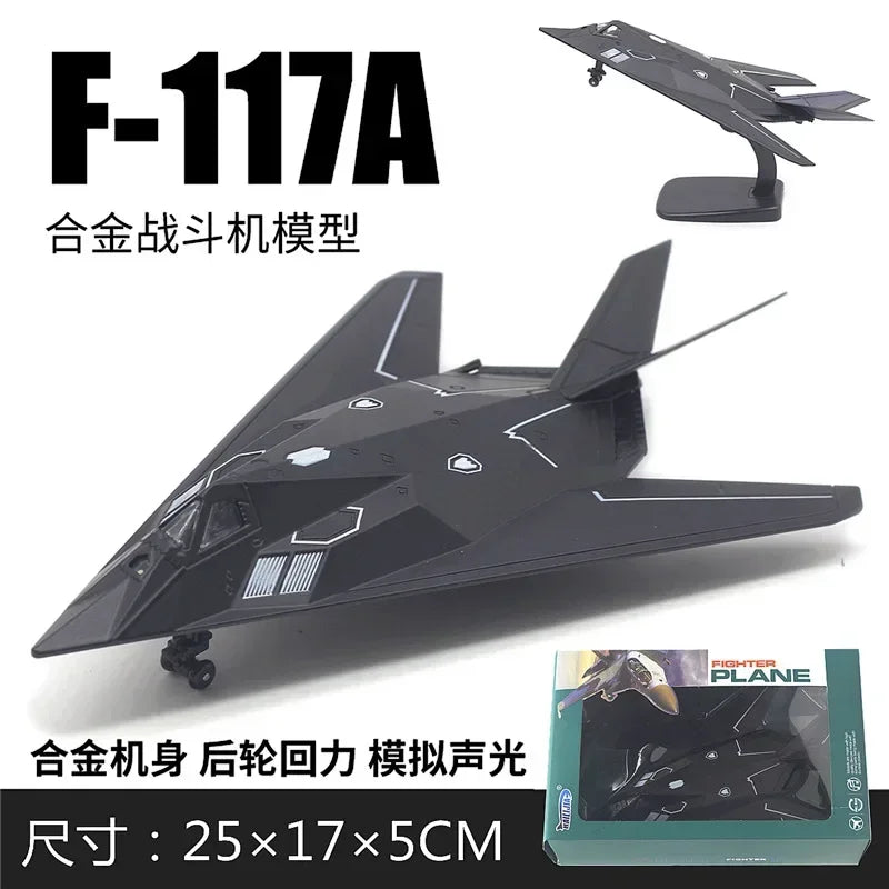 American Nighthawk F-117A Stealth Combat Aircraft Model Simulation Alloy Aircraft Children's Toy Fighter Model Wall Ornament