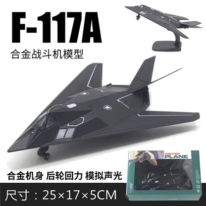 American Nighthawk F-117A Stealth Combat Aircraft Model Simulation Alloy Aircraft Children's Toy Fighter Model Wall Ornament