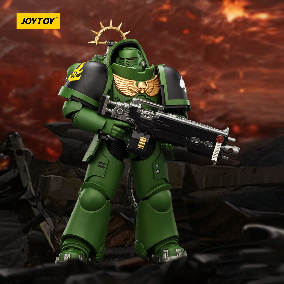 JOYTOY Dark Source Warhammer 40k Salamanders Primaris Heavy Intercessor 1/18 Model Toy JT03677 with Heavy Bolt Rifle Collectible Model