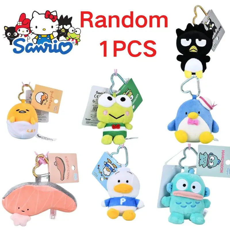 Kawaii Sanrios Gudetama Sam Gudetama Ahiru no Pekkle Plush Doll Keychain Hangyodon keyring My Melody Stuffed Backpack Pendant