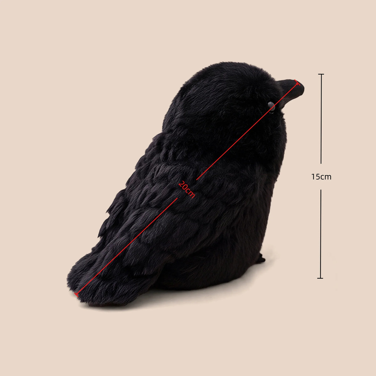 10cm 20cm Kawaii Black Crow Plush Toy Realistic Crow Stuffed Animal Creative Bird Soft Doll for Child and Adults Gothic Room Dec