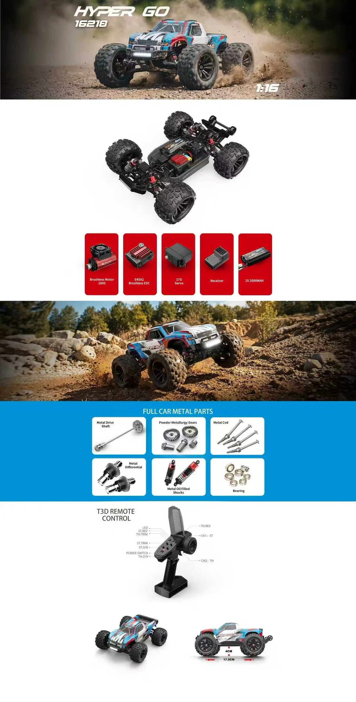 NEW 1/16 MJX 16212 16213 16218 Brushless RC Car 45KM/H High Speed Off Road Buggy 2.4G Remote Control Truck RC Racing Vehicle Toy
