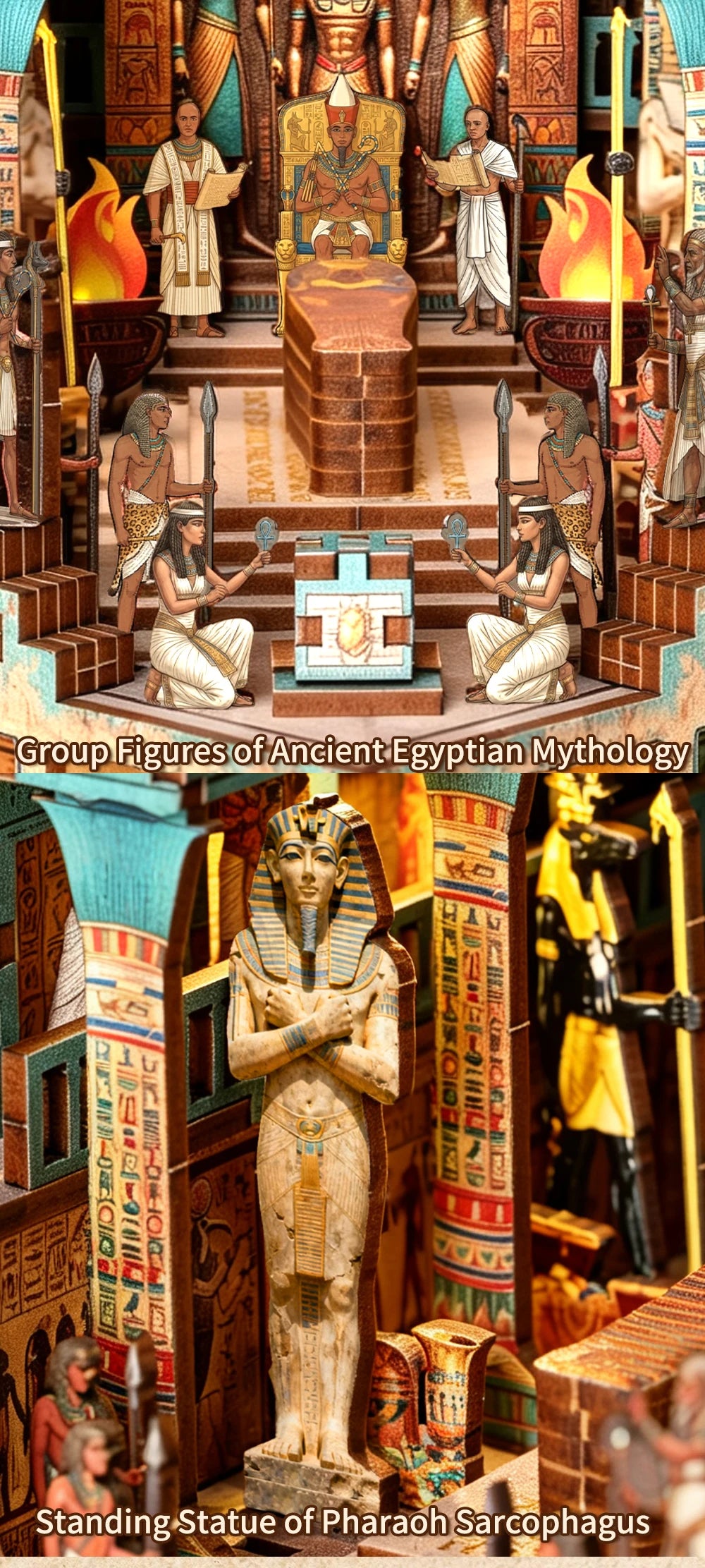 Book Nook Kit  3D Wooden Puzzle Egyptian Pharaoh MummyDIY Miniature Dollhouse Pyramid Model Building Home Decoration Gifts