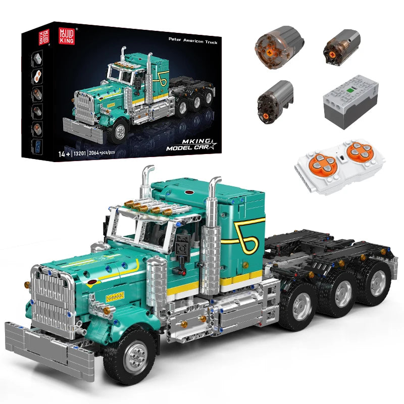Mould King 13201 Technical Car Toys RC American Truck Building Block Motorized Enginerring Truck Brick Set Kids Christmas Gift