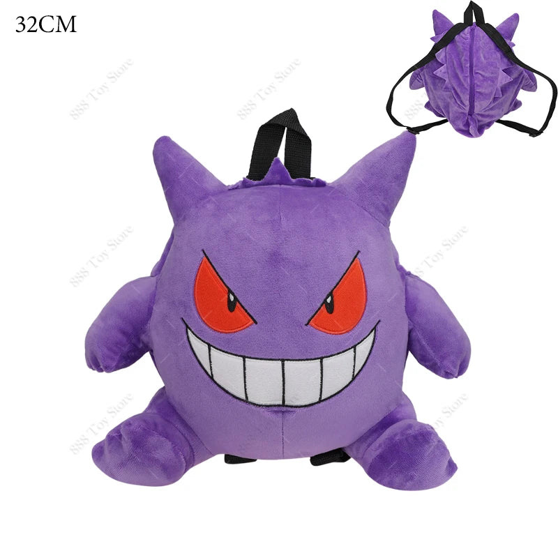 New Arrival Pokemon Plush Backpack Anime Gengar Charizard Piplup Eevee Mimikyu Soft Stuffed Schoolbag Shoulder Bag Toy for Kids