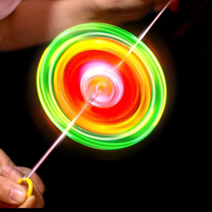 3/6/9pcs New Luminous Hand Pull Luminous Flashing Rope Flywheel Toy Led Light Toy Novelty Flywheel Flash Gyro Gift Toys