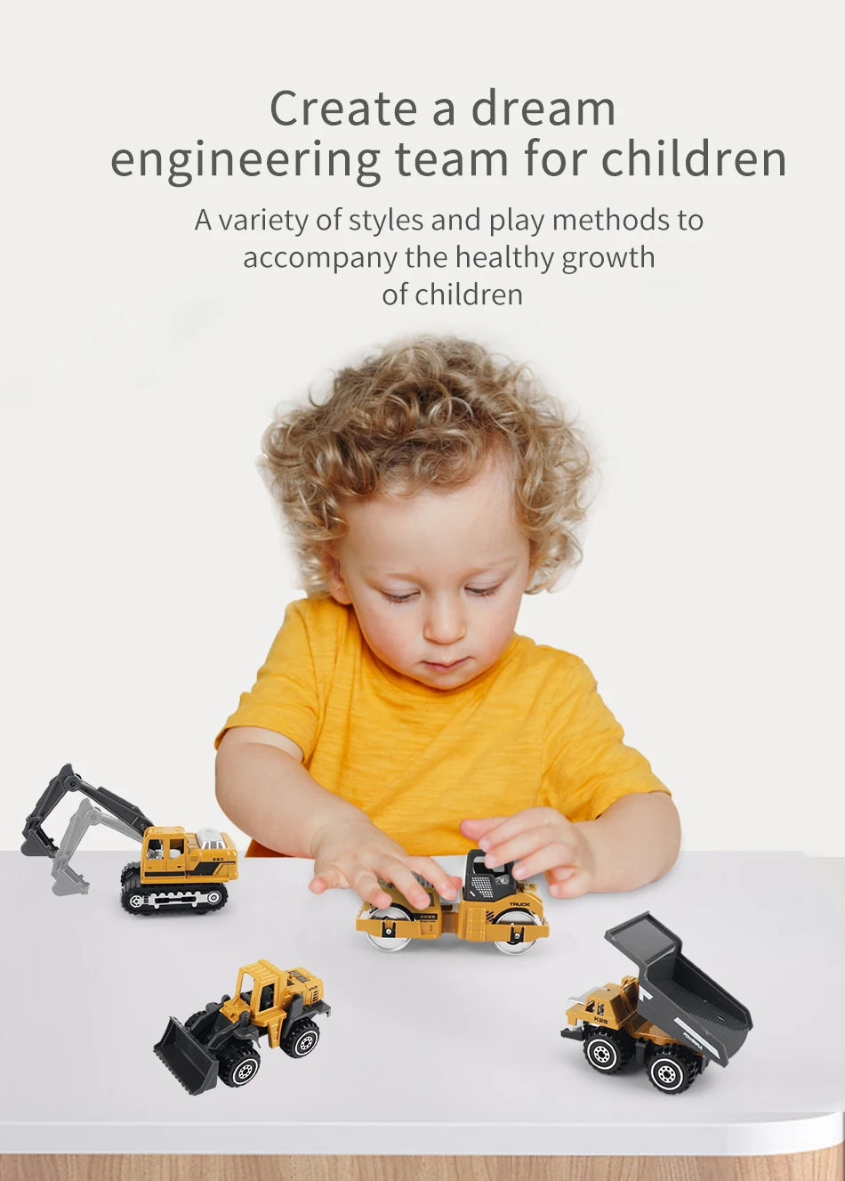 6pcs/set Alloy Engineering Truck Toy Car Classic Construction Model Vehicle Loader Tractor Excavator Toys for Boys Gifts