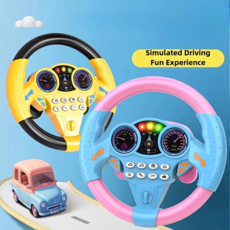 Kids Steering Wheel Toy - Backseat Pretend Play with Lights & Music - Fun Preschool Driving Simulator Gift for Toddlers