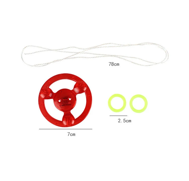3/6/9pcs New Luminous Hand Pull Luminous Flashing Rope Flywheel Toy Led Light Toy Novelty Flywheel Flash Gyro Gift Toys