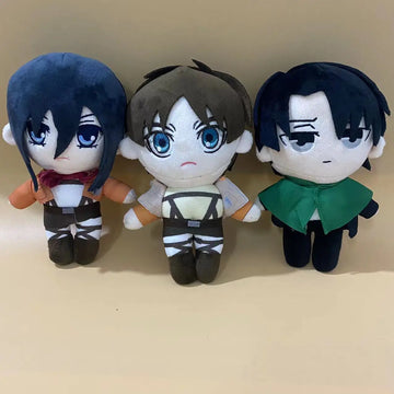 20cm Anime Attack on Titan Plush Toys Doll Kawaii Levi Eren Mikasa Cute Kawaii Collection Green Stuffed Birthday Gifts For Kids