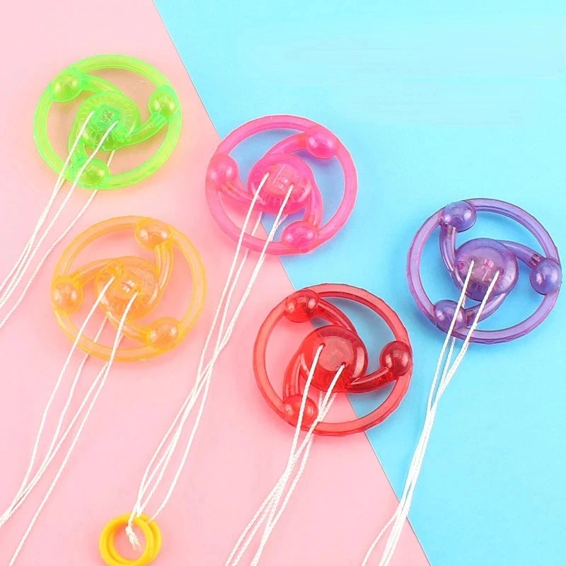 3/6/9pcs New Luminous Hand Pull Luminous Flashing Rope Flywheel Toy Led Light Toy Novelty Flywheel Flash Gyro Gift Toys