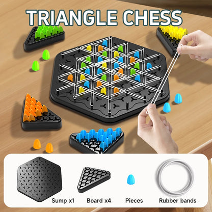 Chain Triangle Chess Triggle Rubber Band Game Toy Board Game Competitive Battle Set for Kids Friends Parent-Child Interaction