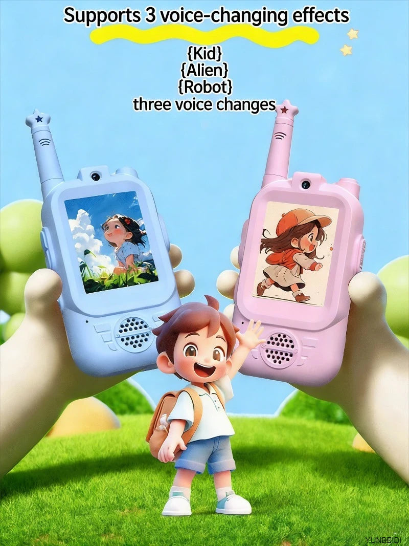 2PC Children's Video Walkie-talkie HD Walkie-talkie USB Charging Indoor Outdoor Entertainment Kids Toys Birthday Gifts Ages 3-12