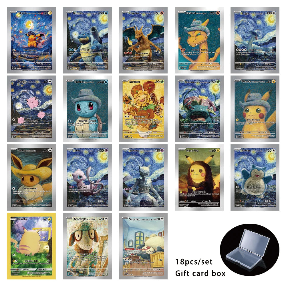 DIy Cartoon Anime Ptcg 18pcs Self-Control Mewtwo Pikachu Charizard Eevee Collect Trading Signature Card Child Birthday Gift