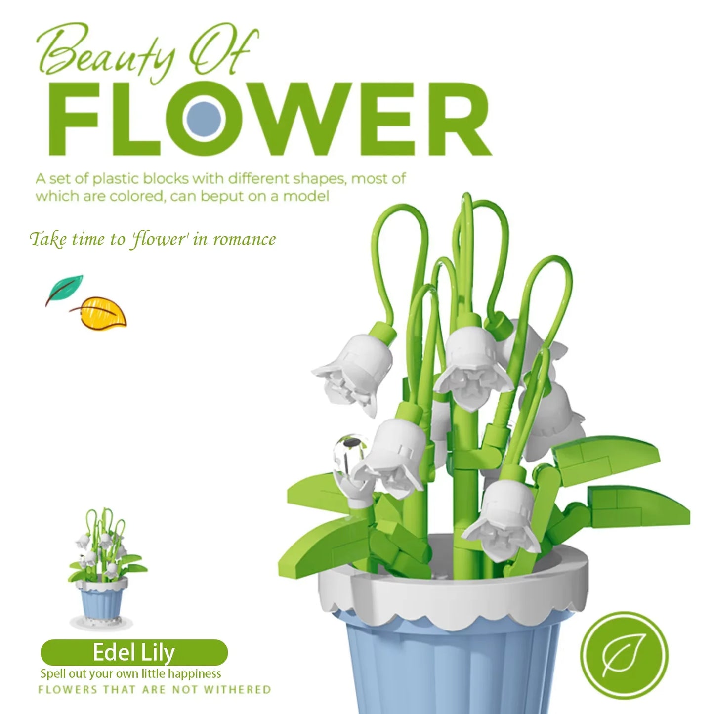 Small Particle Building Block Home Decor Series Flower Potted Plant Toys Set with Permanent Flowers Gift for Plant Arrangements