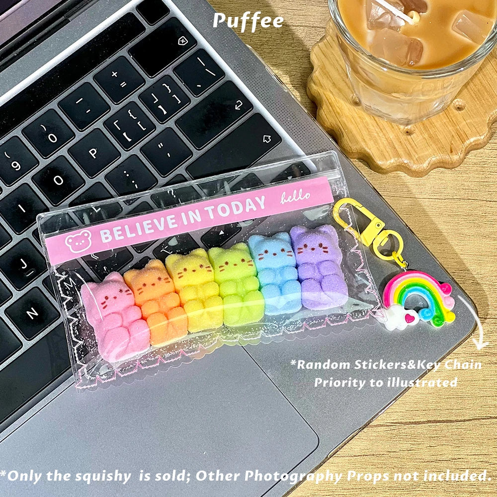 Rainbow Kitty Food-grade Silicone Squishy Toy, Handmade Taba Squishy, Gummy Soft Adhesive Squeeze Toy, Happy Game Spoof Pinching