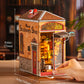 Rolife Wisdom Stationery Shop DIY Book Nook Kit 472-Piece Wooden Dollhouse 3D Puzzle DIY Miniature House Model Building Kit with LED Light for Bookshelf Decor Gift for Book Lovers