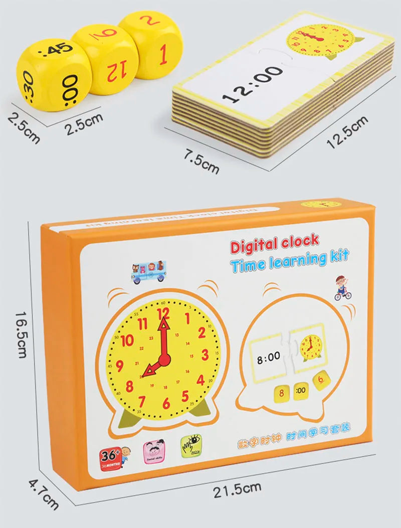Children Montessori Clock Educational Toys Hour Minute Second Cognition Matching Puzzle Toys Kids Early Preschool Teaching Aid