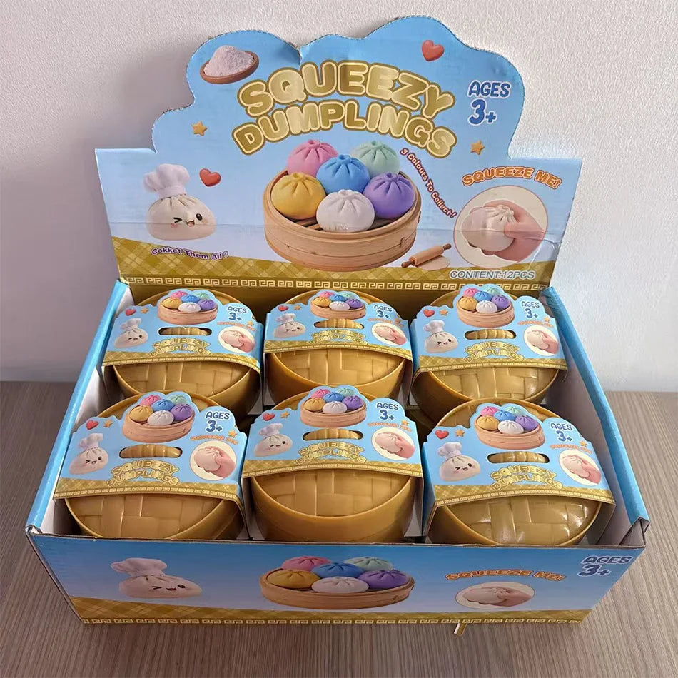 Glitter Dumpling Squishy Toy with Box Dumpling Sensory Squeeze Stress Relief Glitter Dough Gift for Adults And Kids