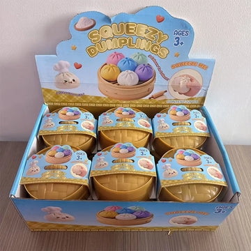 Glitter Dumpling Squishy Toy with Box Dumpling Sensory Squeeze Stress Relief Glitter Dough Gift for Adults And Kids