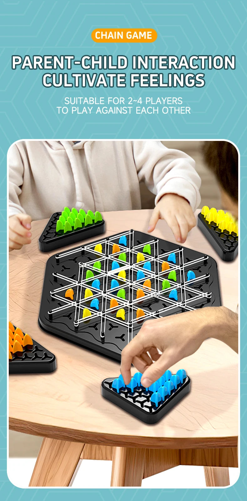 Chain Triangle Chess Triggle Rubber Band Game Toy Board Game Competitive Battle Set for Kids Friends Parent-Child Interaction