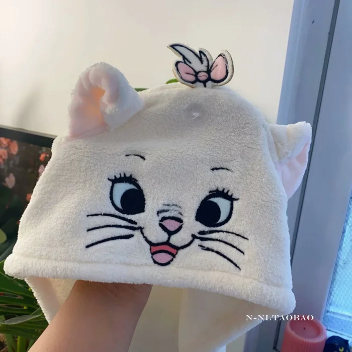 Cute Lucifer Cat Marie Cat Dry Hair Cap Women Plush Towels Shower Cap Towel Bath Hats Quick Drying Soft Lady Turban Head Girl