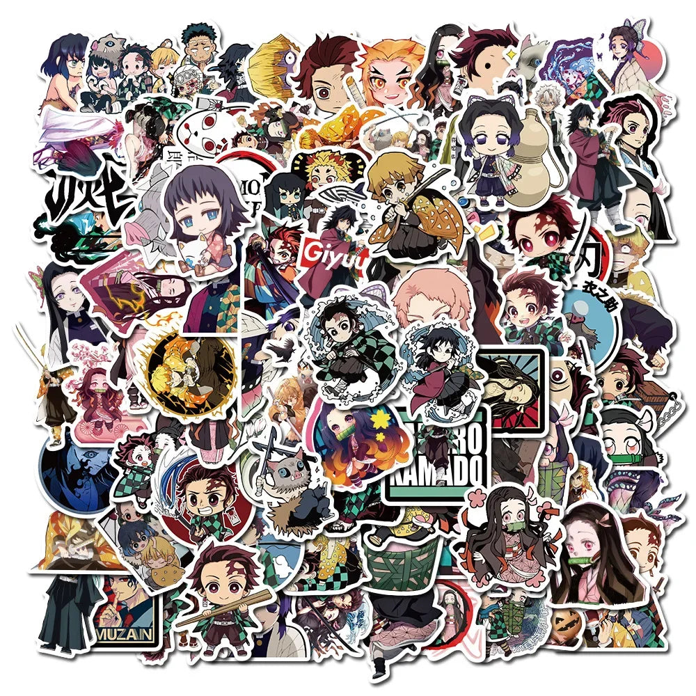 50Pcs Demon Slayer Japanese Anime Stickers Graffiti Skateboard Refrigerator Decorated Notebook Luggage Waterproof Sticker