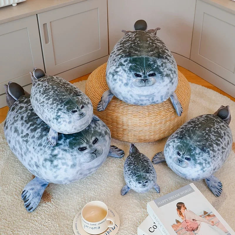 Simulation Seal Sea Lion Plush Toys Hot Sale Mom-Children Seal Doll Cozy Cotton Stuffed Throw Pillow Back Cushion Cute Gift
